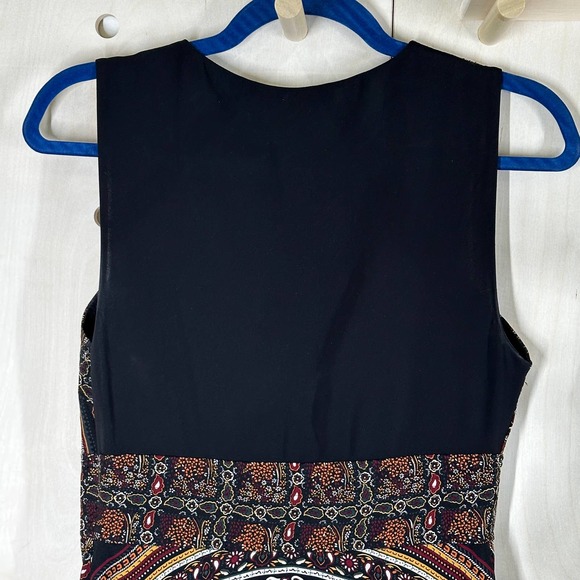 A.L.C. Hayley Tiered Silk Scarf-Print Midi Dress SZ 4 Black Brown Gold - Picture 8 of 13